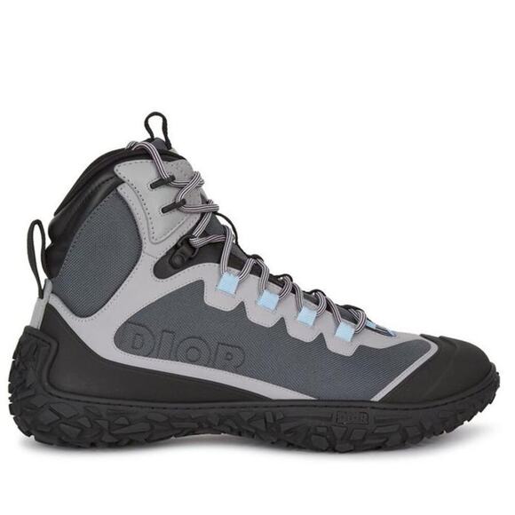 Dior Homme Mesh Lace-Up Outdoor Hiking Ankle Boots Gray / Black Men's Size 47/14 - Picture 1 of 15